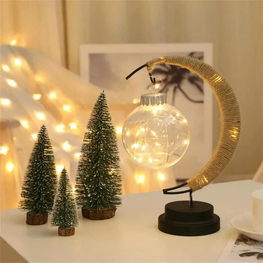 Stylish Wicker Table Lamp with Soft Moon Glow