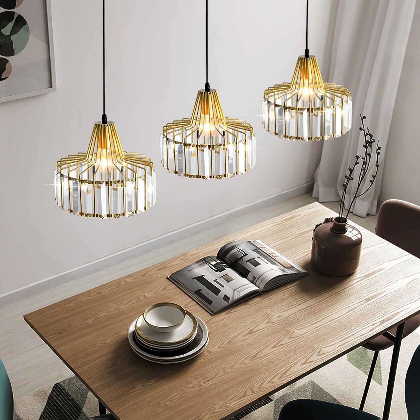 Sparkling Glass Pendant Ceiling Light Fixture