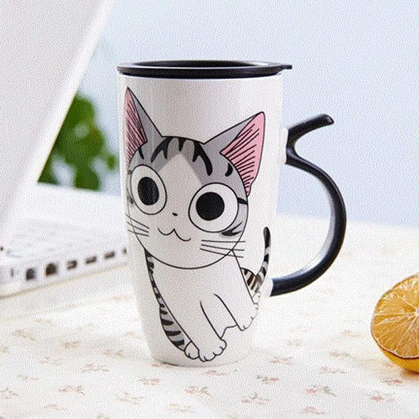 Adorable Kitty Coffee Mug with Lid