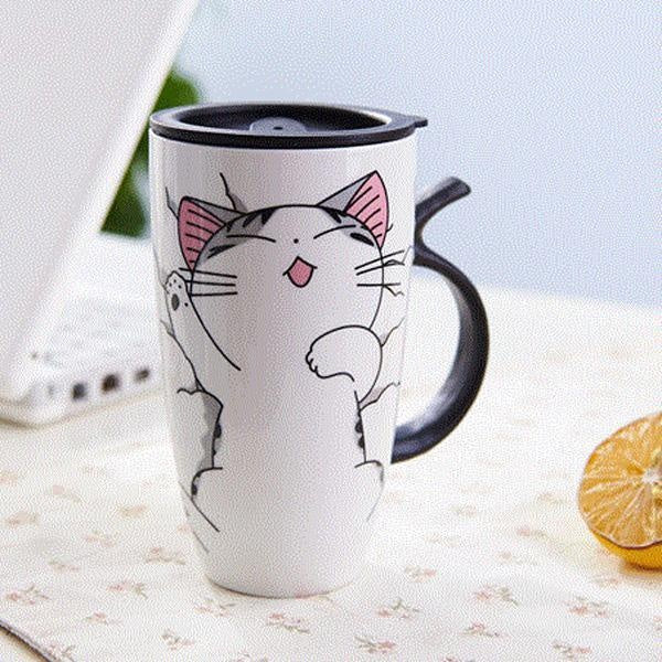 Adorable Kitty Coffee Mug with Lid