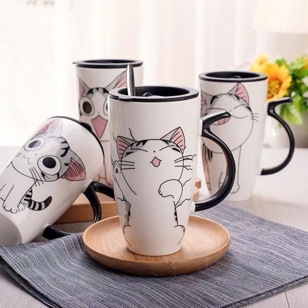 Adorable Kitty Coffee Mug with Lid