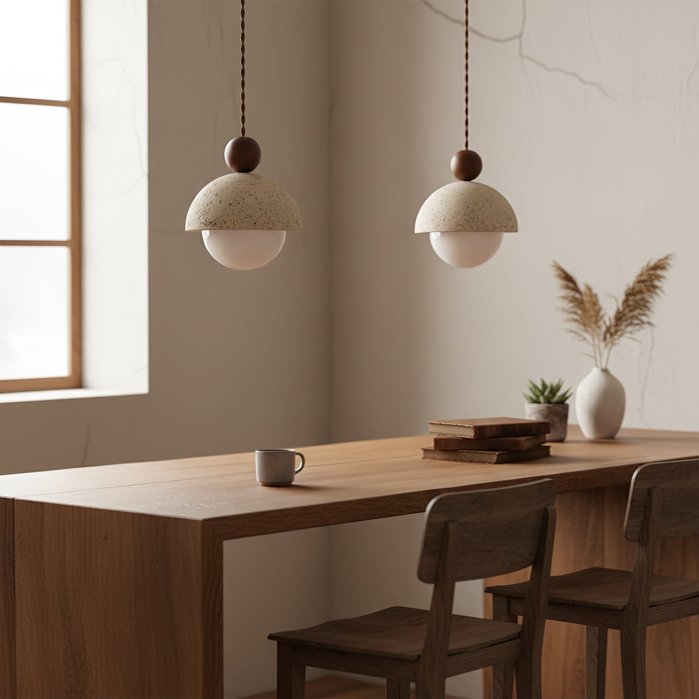 Classic Beige Glass Pendant Light Fixture