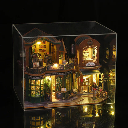 Wooden Dollhouse Bookstore Kit with Furniture
