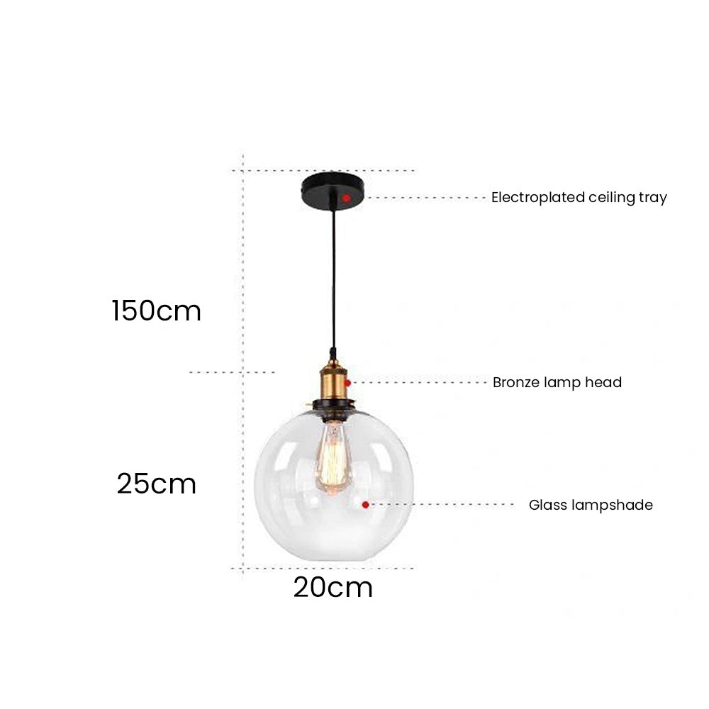 Clear Glass Modern Bedroom Pendant Lamp
