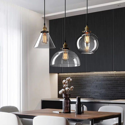 Clear Glass Modern Bedroom Pendant Lamp