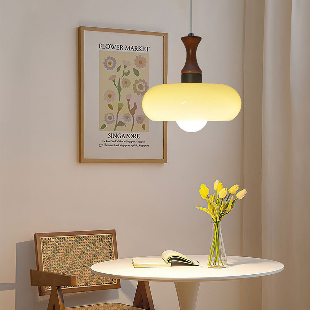 Rustic Wood Glass Hanging Lamp