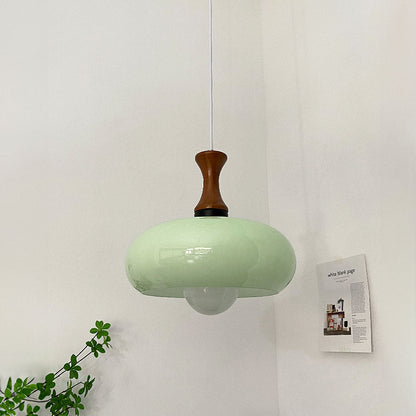 Rustic Wood Glass Hanging Lamp