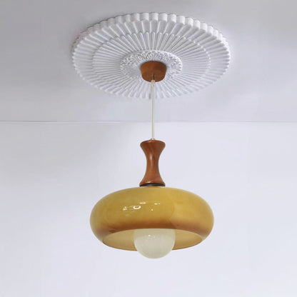 Rustic Wood Glass Hanging Lamp
