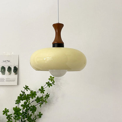 Rustic Wood Glass Hanging Lamp