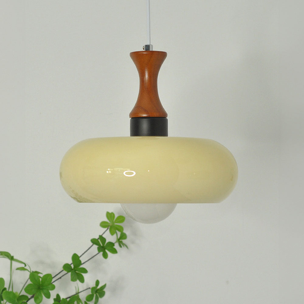 Rustic Wood Glass Hanging Lamp