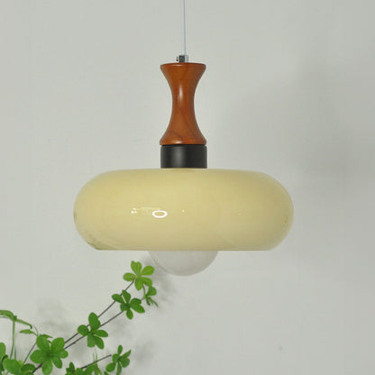 Rustic Wood Glass Hanging Lamp