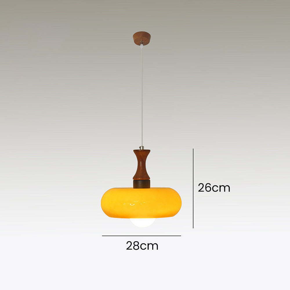 Rustic Wood Glass Hanging Lamp