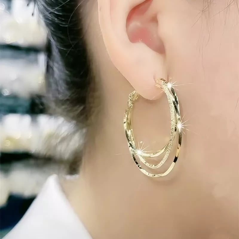 Layered Circle Drop Earrings