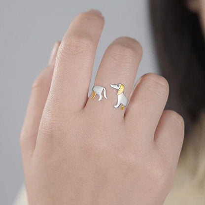 Petite Dachshund 925 Sterling Silver Ring