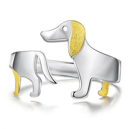 Petite Dachshund 925 Sterling Silver Ring