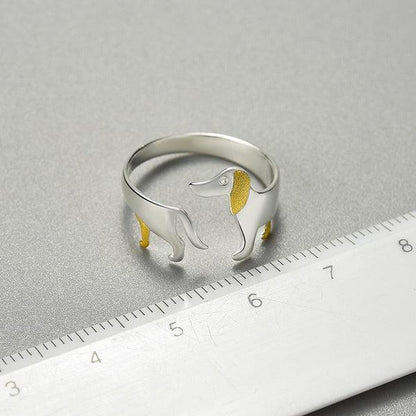 Petite Dachshund 925 Sterling Silver Ring