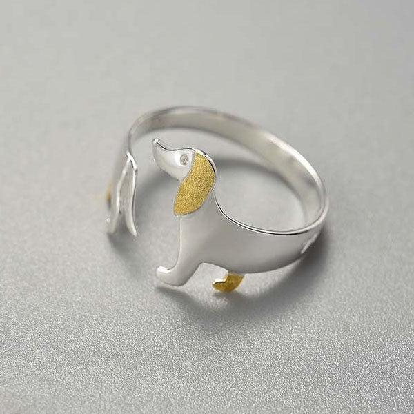 Petite Dachshund 925 Sterling Silver Ring