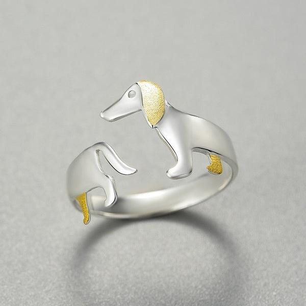 Petite Dachshund 925 Sterling Silver Ring