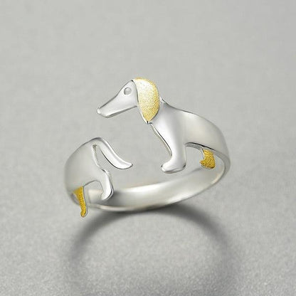 Petite Dachshund 925 Sterling Silver Ring