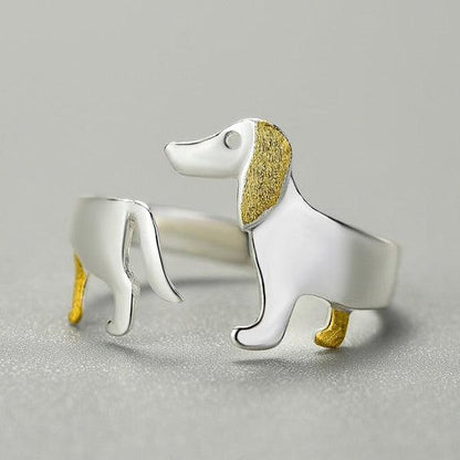 Petite Dachshund 925 Sterling Silver Ring - Cofik