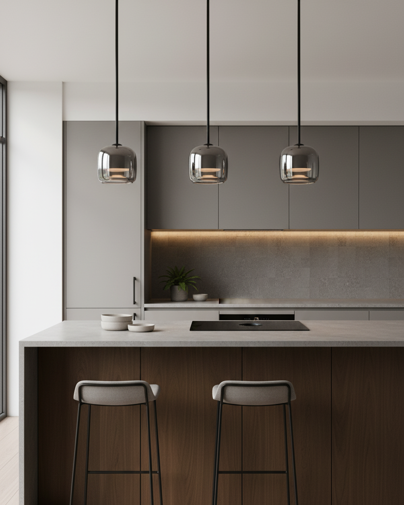 Sleek Glass Pendant Light for Kitchen Dining Ceiling