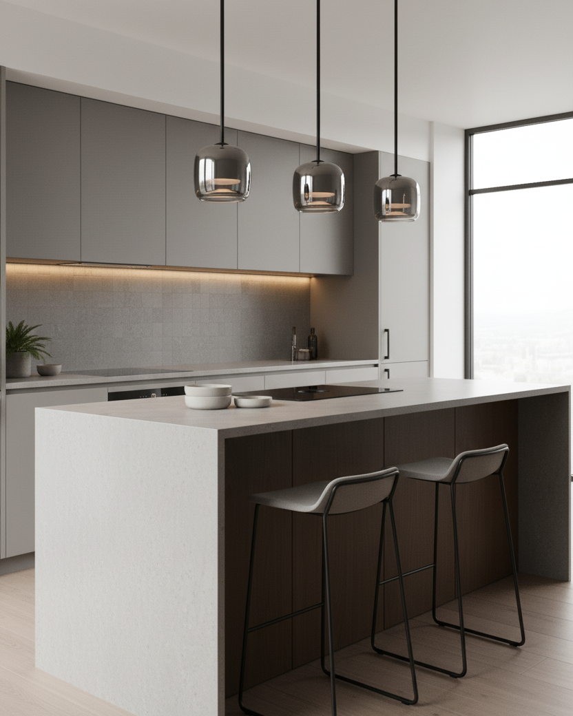 Sleek Glass Pendant Light for Kitchen Dining Ceiling