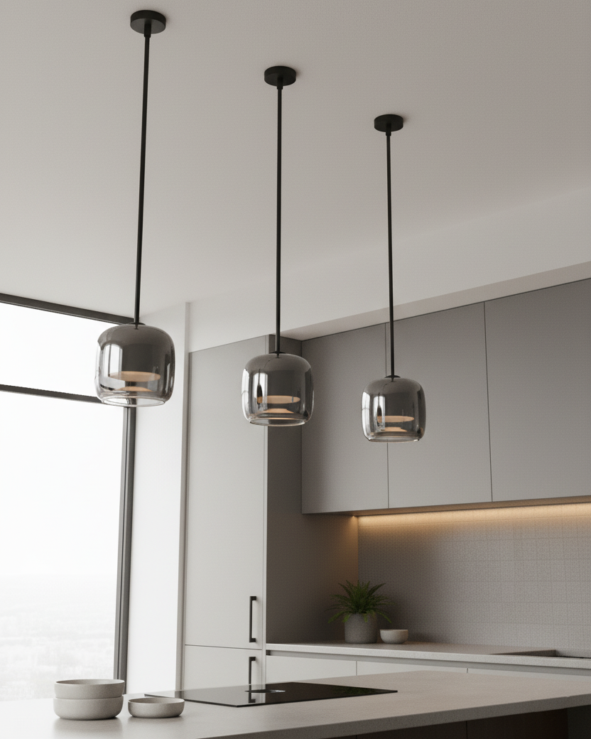 Sleek Glass Pendant Light for Kitchen Dining Ceiling