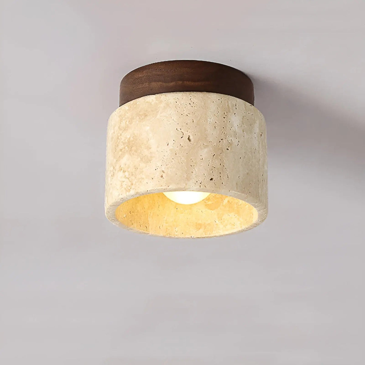 Natural Japanese LED Table Lamp with Stone Base