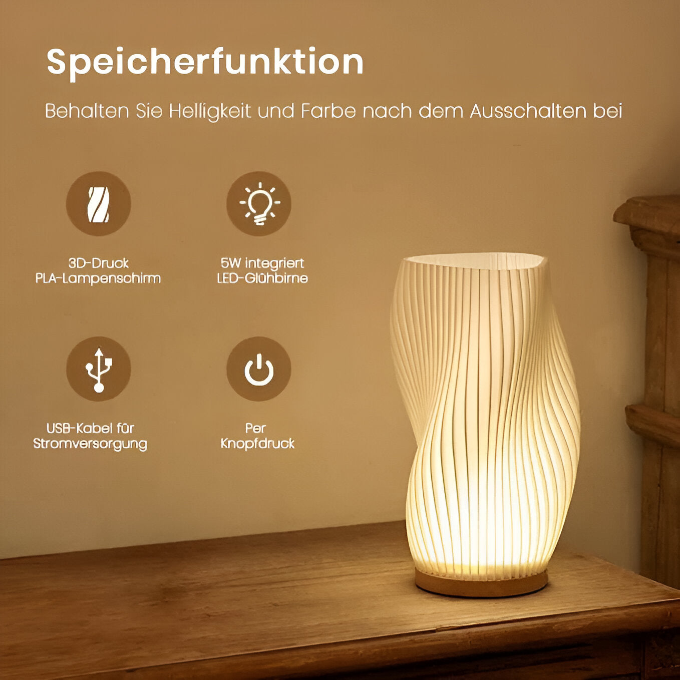 Stylish White 3D Wave Table Lamp