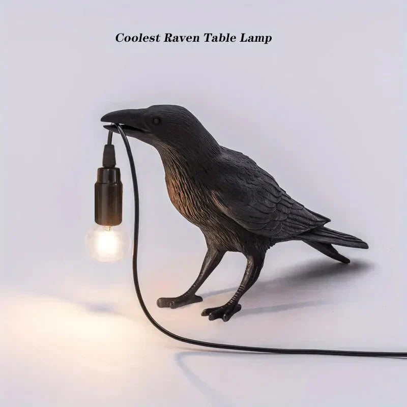 Rustic Bird Table Lamp with Plug Dark Decorative Lighting
