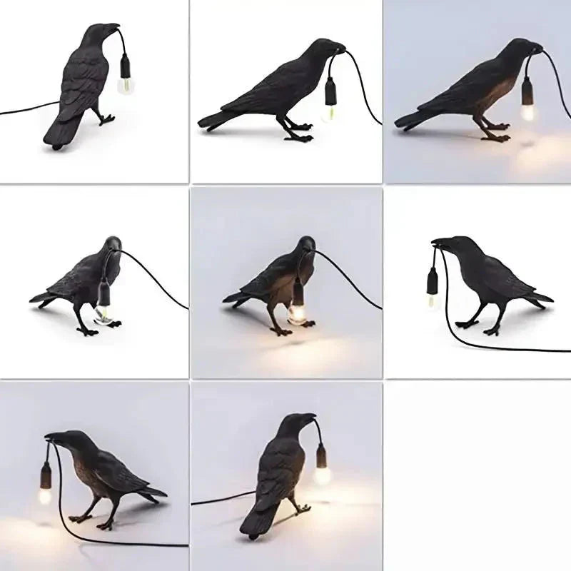 Rustic Bird Table Lamp with Plug Dark Decorative Lighting