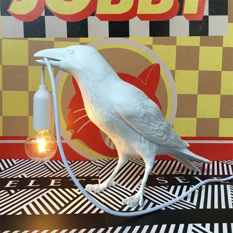 Rustic Bird Table Lamp with Plug Dark Decorative Lighting