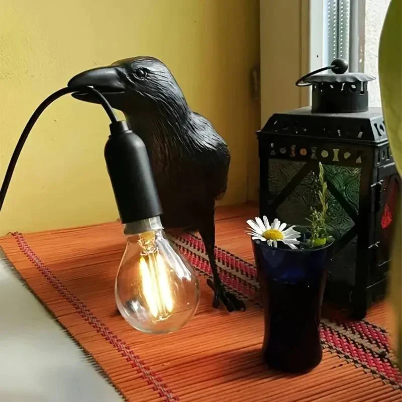 Rustic Bird Table Lamp with Plug Dark Decorative Lighting
