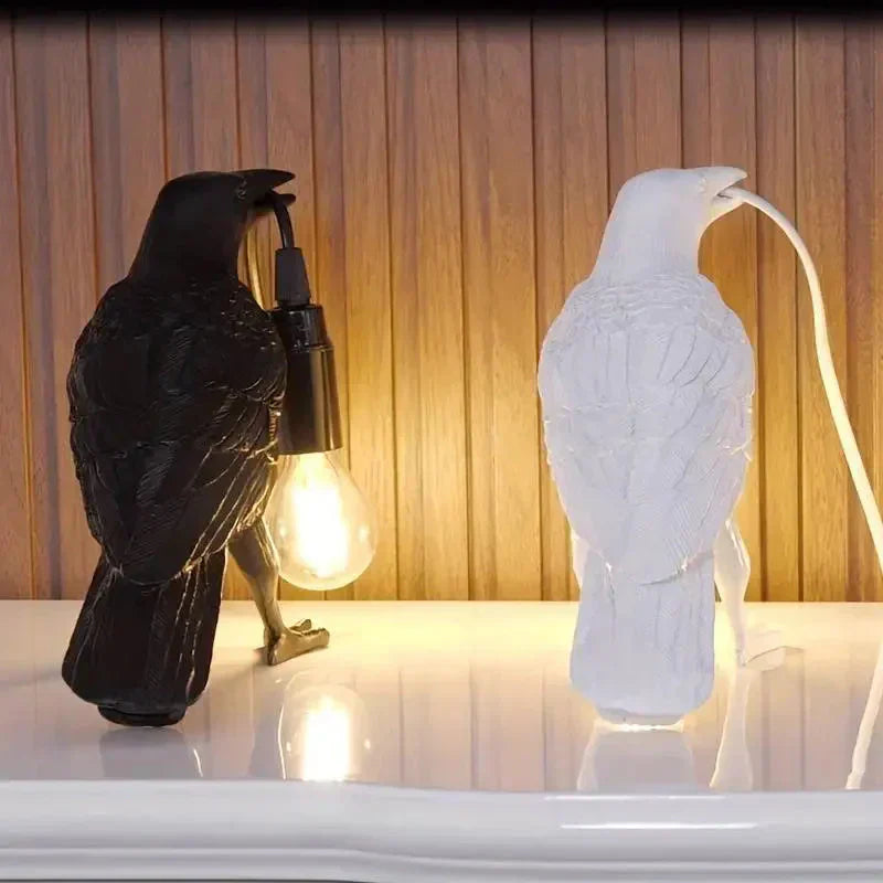 Rustic Bird Table Lamp with Plug Dark Decorative Lighting