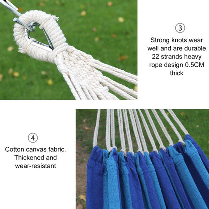 Large Portable Blue Canvas Hammock Swing Chair