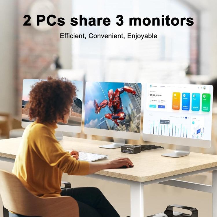 Compact 8K Triple Monitor KVM Switch with USB 3.0