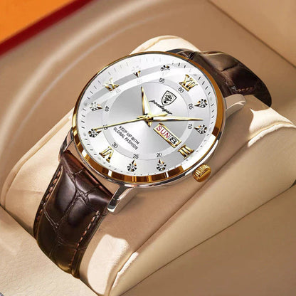 Shining Leather Mens Wristwatch