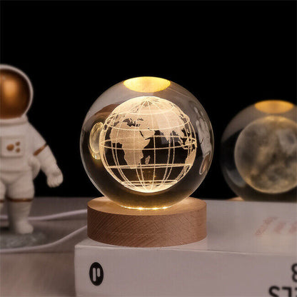 Colorful LED Glass Globe with Wood Stand