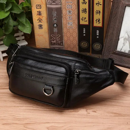 Premium Leather Waist Bag for Travel and Outdoor Use - Cofik