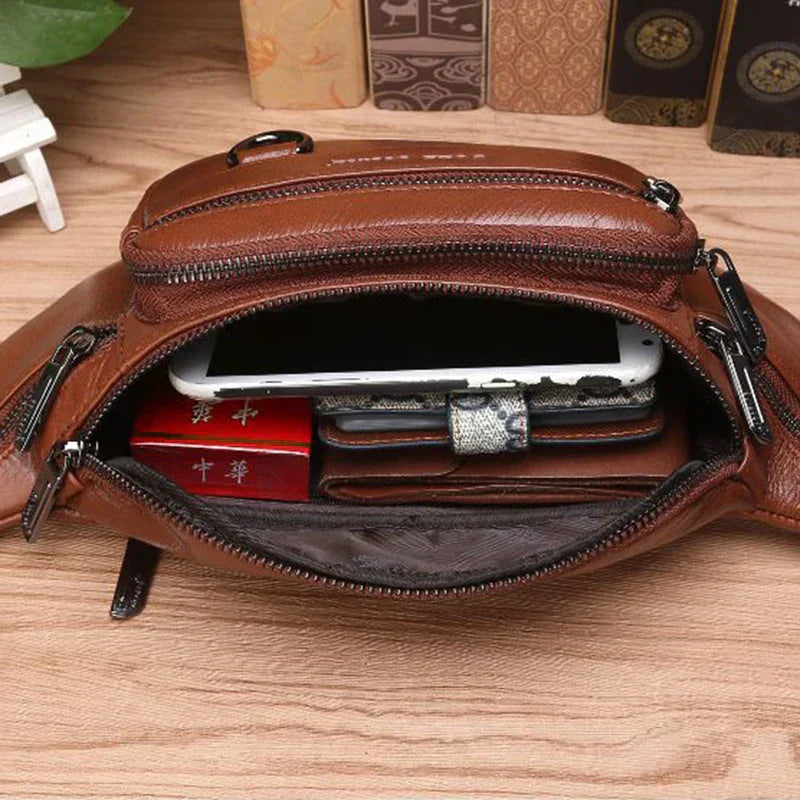 Premium Leather Waist Bag for Travel and Outdoor Use