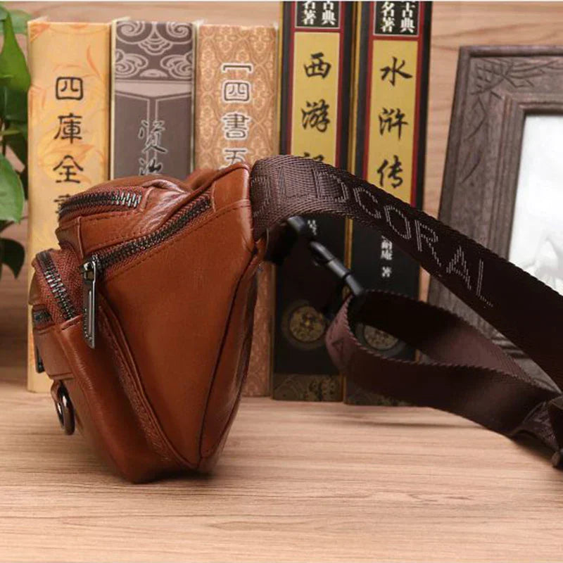 Authentic Leather Waist Bag for Men - Large Crossbody Pack