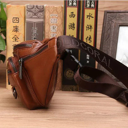 Authentic Leather Waist Bag for Men - Large Crossbody Pack