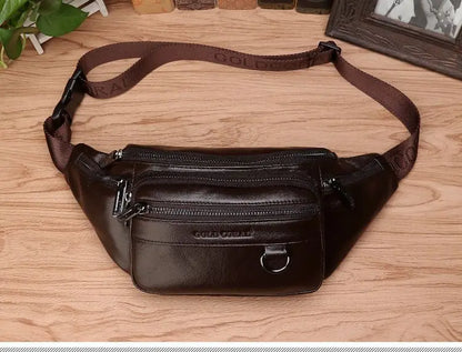 Authentic Leather Waist Bag for Men - Large Crossbody Pack