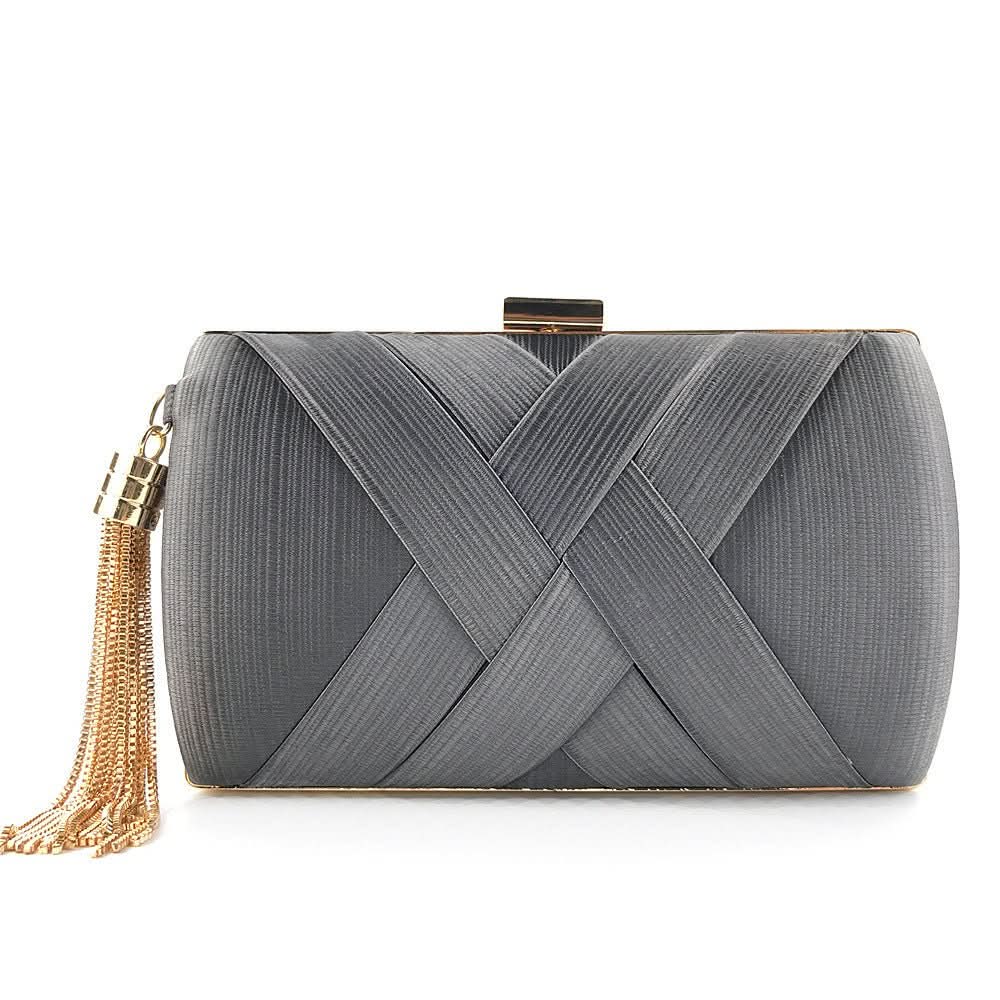 Elegant Satin Clutch Evening Bag with Tassel