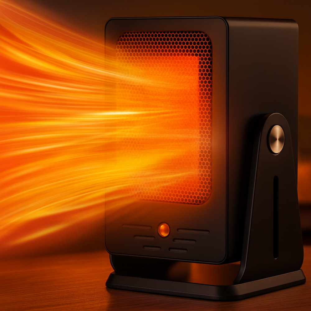 Compact Ceramic Electric Heater 900W Portable Thermostat