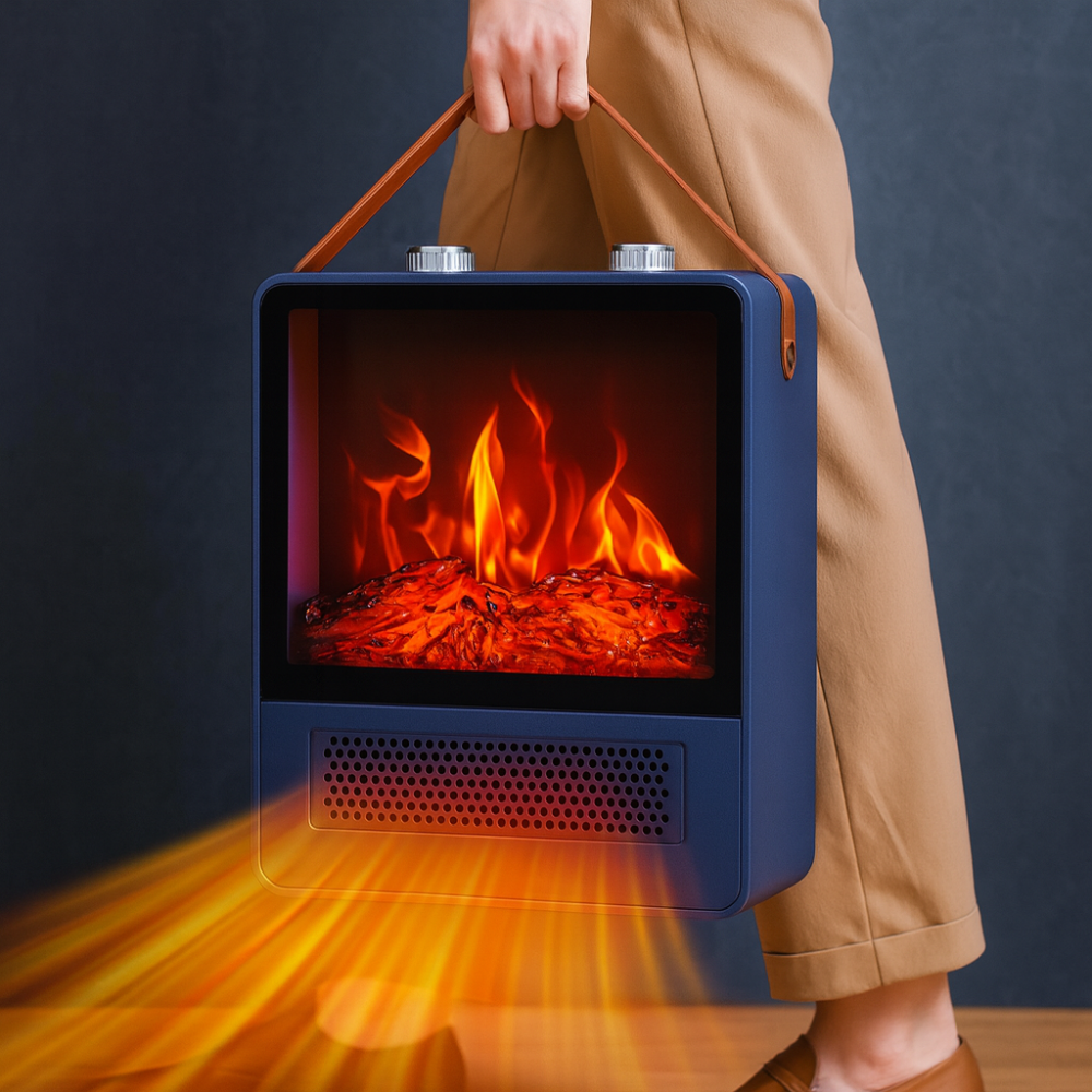 Compact Electric Space Heater with Fireplace Effect