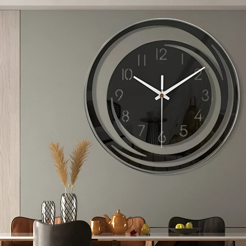 Simple Black Wall Clock 30cm Scandinavian Style