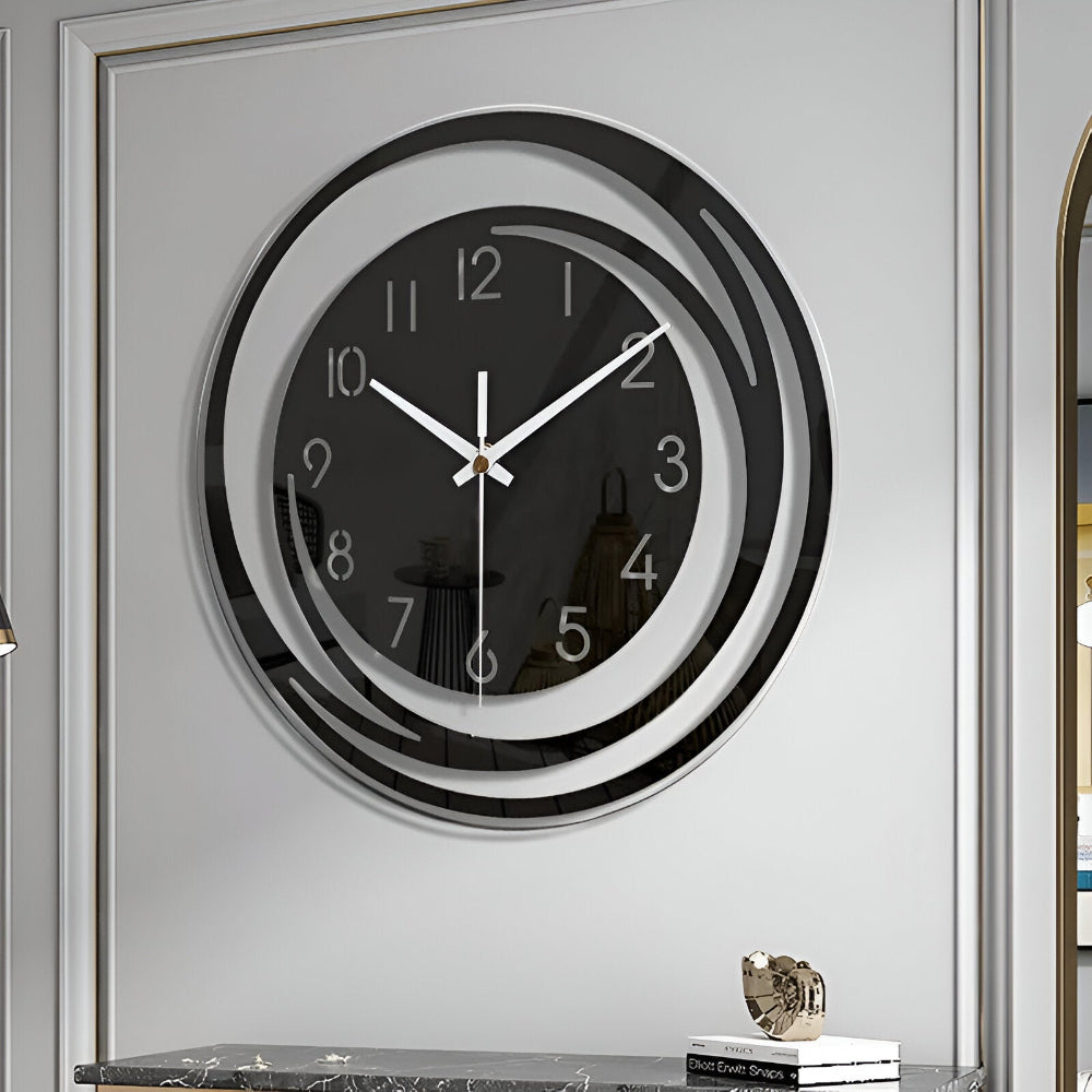 Simple Black Wall Clock 30cm Scandinavian Style