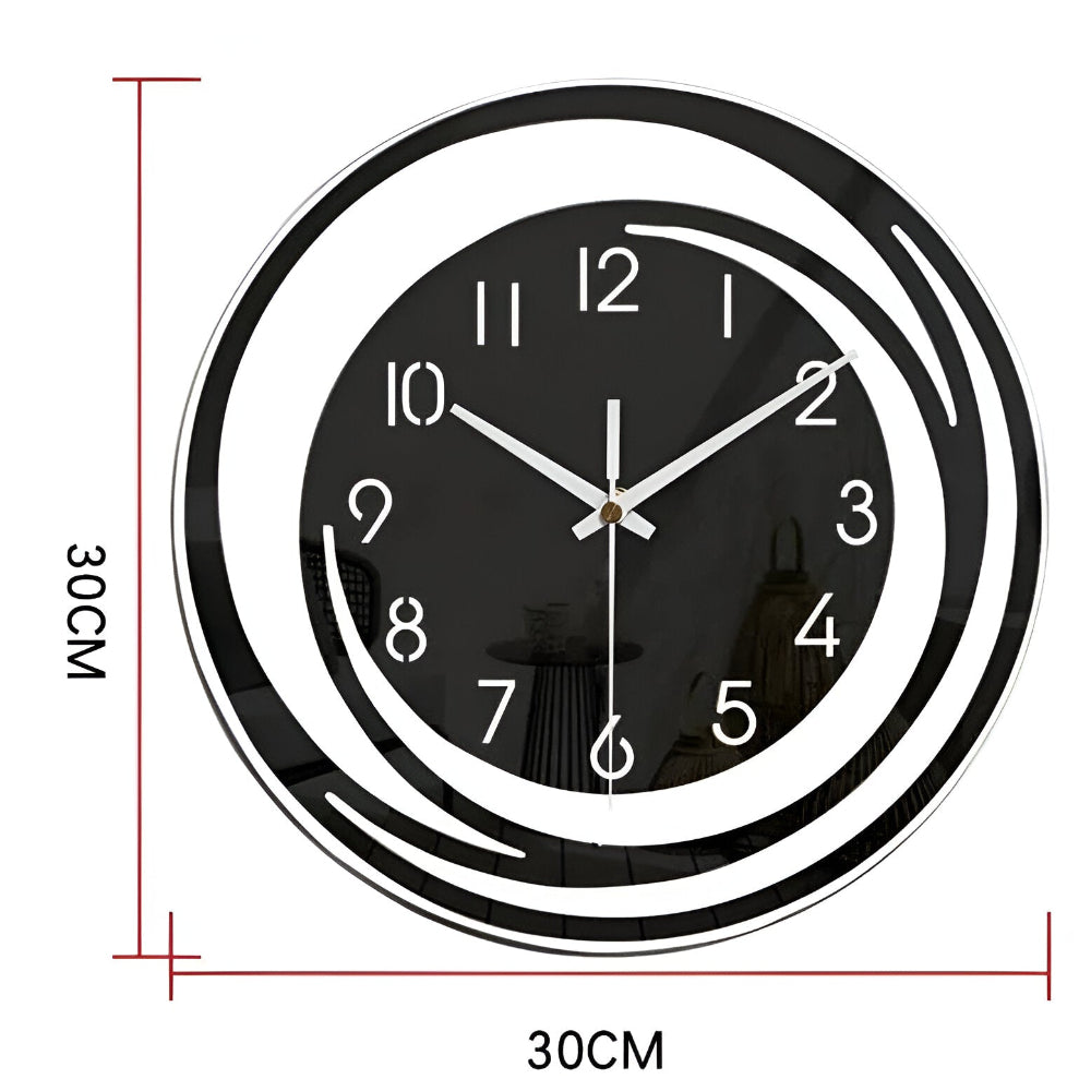 Simple Black Wall Clock 30cm Scandinavian Style