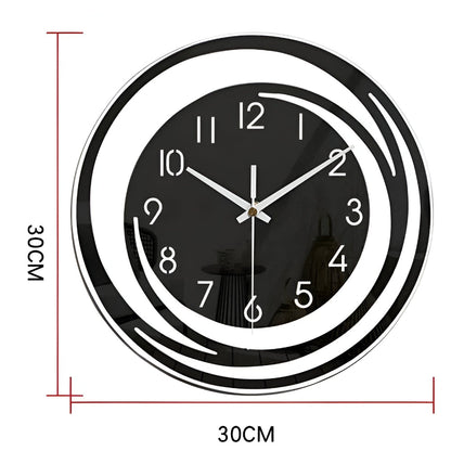 Simple Black Wall Clock 30cm Scandinavian Style